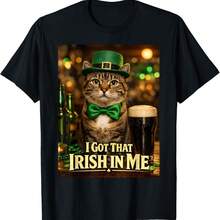 Funny St Patricks Day I Got That Irish In Me Cat T-Shirt - Black - View 1