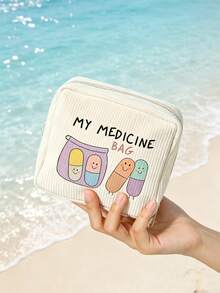 「Medicine」圖案印花便攜收納袋 藥盒急救包 化妝包零錢包，適合日常使用/戶外/旅行，方便收納、化妝品、手機等小物品，旅行必備，聖誕禮物、個性化禮物袋、教師節禮物、小禮物交換、房間裝飾 - 彩色 - 查看 7