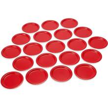 50/25/10 piezas Juego de vajilla desechable roja para fiestas, que incluye bandejas, platos de postre para fiestas (opciones de 7" y 9"), platos para ensaladas, adecuados para pasteles, ensaladas, pizzas, baguettes, sushi, frutas, ideal para fiestas de cumpleaños, reuniones familiares, aniversarios, graduaciones, decoraciones de cumpleaños, bodas, comidas al aire libre, meriendas, Día del Padre, Navidad, regalos para maestros - Multicolor - Ver 7