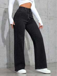 Jeans de pierna recta de color claro para adolescentes - Gris Oscuro 2 - Ver 4