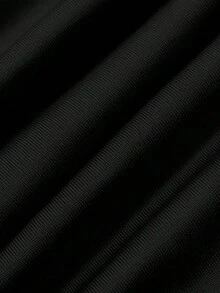 1 pieza Camiseta de mujer de unicolor con pliegues, escote halter y espalda descubierta, ropa de mujer para otoño y vuelta al colegio - Negro - Ver 6