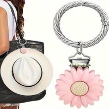 1pc Sunflower & Leaf Shape Multifunctional Clip, Fashionable Braided Wreath Keychain, Versatile Accessory For Bag, Hat Accessories Keychains Teacher Gift Birthday Gift Charms Key Chain Bag Charm - Multicolor - View 3