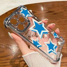 Funda para teléfono: 1 funda para teléfono con estrellas azules compatible con Apple  11 12 13 14 15 16 17 ProMax/Plus/Air. A prueba de golpes, transparente, estilo femenino y divertido, lindo y a la moda, se puede regalar a amigas o a un ser querido. - Morado - Ver 1