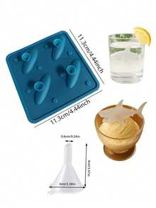 1/2pcs Silicone Shark Shaped Tray, Includes 4-Cavity Mold Tray And 1 Funnel, Creative Animal 3D Shark Shaped Ice Cube Mold, Reusable And Stackable, Soft And Easy To Remove, Suitable For Ice Cubes, Whiskey, Cocktails, Desserts, Parties, Beer, Coffee, Easter And Holiday Decorations - A - View 5