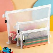 Nylon Mesh Storage Bags With Zipper Closure - Versatile For Toys, Documents, & Stationery - Durable, Non-Waterproof, Rectangular Organizer Pouches For Home & Office, Document Organizer|Translucent Mesh Bags|Nylon Storage Bags, Mesh Zipper Pouch Bags - Multicolor - View 2