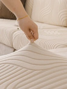 1 bộ bọc ghế sofa co giãn mềm mại, mới, phù hợp với sofa 1-2-3-4 chỗ ngồi hình chữ L, bọc đệm ngồi và tựa lưng, có thể giặt máy, chống trầy xước, thích hợp cho mọi mùa. - Màu be - Xem 4