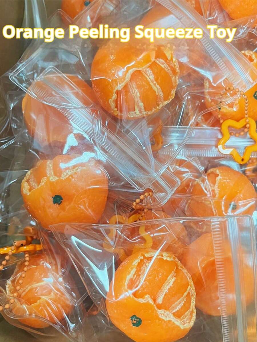 1个逼真剥皮橙子挤压玩具，TPR材质，柔软易捏，超大号，慢回弹，可爱，减压玩具，送给他的礼物，减压玩具，生日礼物，派对小礼物