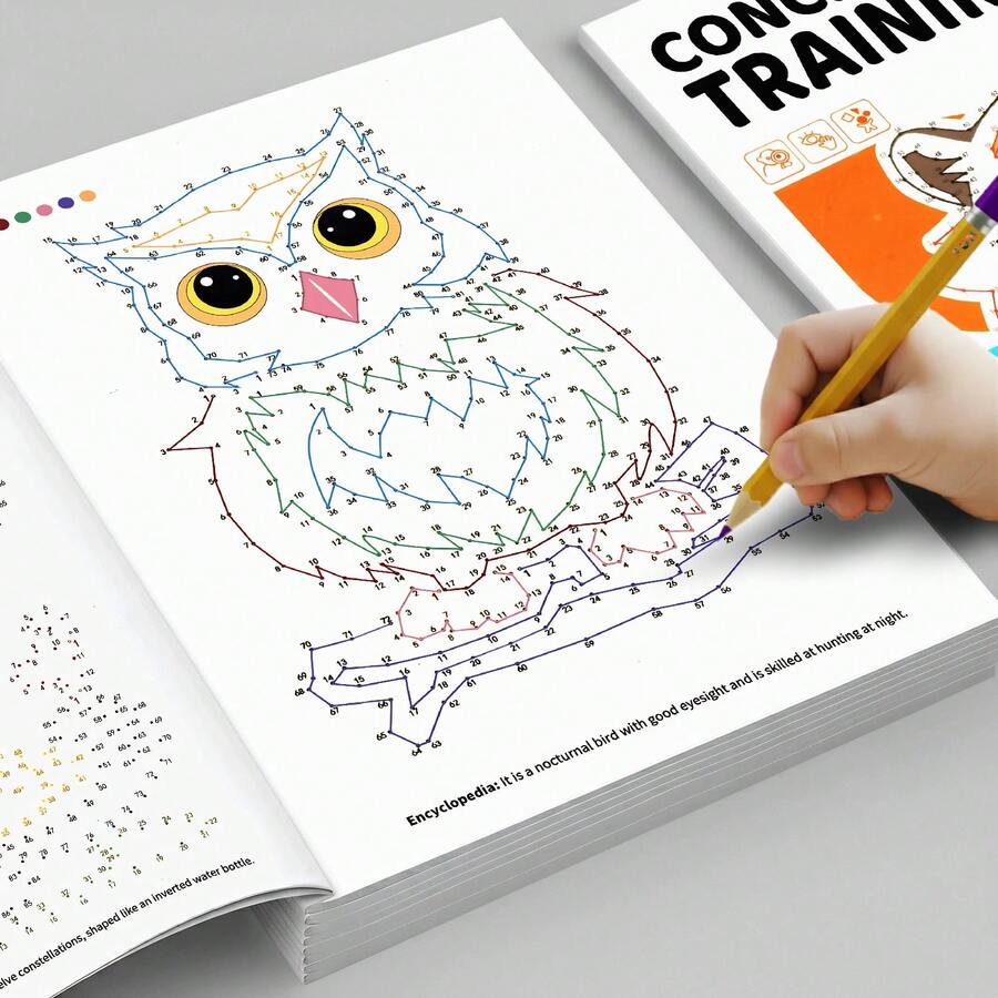 48-Themes Dot To Dot Activity Book For Kids, 2-In-1 Connecting & Coloring With Encyclopedia Knowledge, Great For Improving Concentration And Fine Motor Skills, Interactive Learning & Number Tracing, Birthday Party Favor Supplies