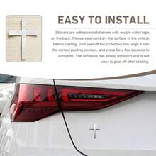 Car Accessories Decals: 2PCS 3D Cross Decal, 2.5*1.8 Metal Cross Badge Stickers, Self-Adhesive Alloy Jesus Christ Cross Sticker For Trunk, Fender, Laptop Silver Finish, Durable Outdoor Use - Silver - View 5
