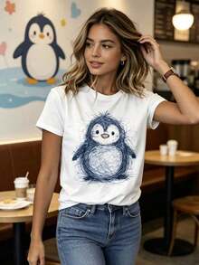 Ropa con Descuento de Año Nuevo, Camiseta de Mujer, Top Casual de Manga Corta con Cuello Redondo, Lavable a Máquina - Blanco - Ver 2