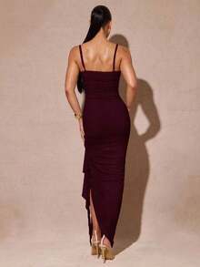 xheSilquee Elegante vestido verde salvia con mangas abullonadas románticas y abertura alta, vestido de fiesta ajustado con encaje para el Día de San Valentín, citas, invitados de boda, baile de graduaciónxhe - Granada - Ver 6