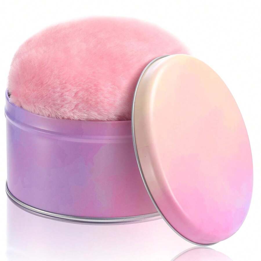 Large Velour Powder Puff For Body Powder With Container - 1 - View 1