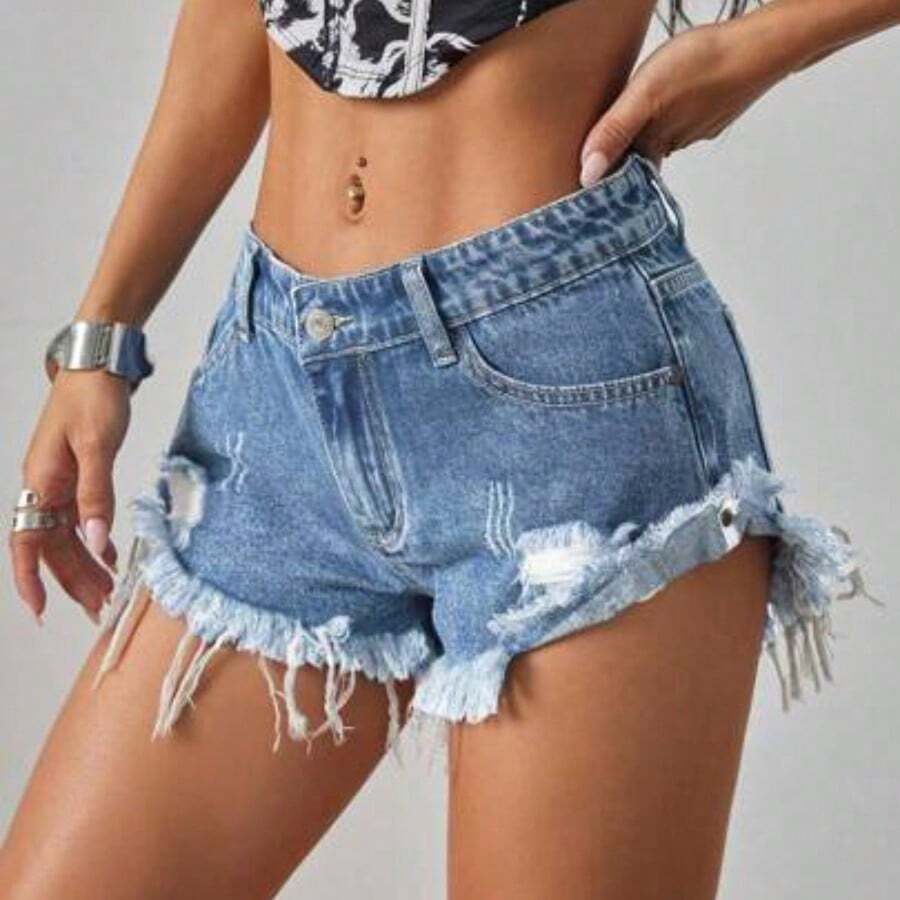 Women Denim Shorts - Medium Wash - View 1