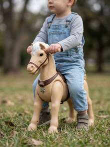 Juguete montable para niños tipo caballo, animal con asas y textura antideslizante, ideal para desarrollo motriz y equilibrio, juego activo en casa, cuarto de juegos o patio, material resistente y fácil de limpiar, para niños pequeños - Albaricoque - Ver 2