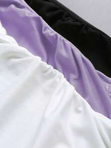 Blusa de unicolor minimalista con cuello asimétrico y hebilla de metal para mujer - Multicolor 4 - Ver 7