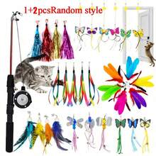 Extendable Cat Teaser Wand Toy, Indoor/Outdoor Cat Interactive Fishing Rod Toy With Replaceable Feather, Caterpillar, Butterfly And Fish Decorations - View 12