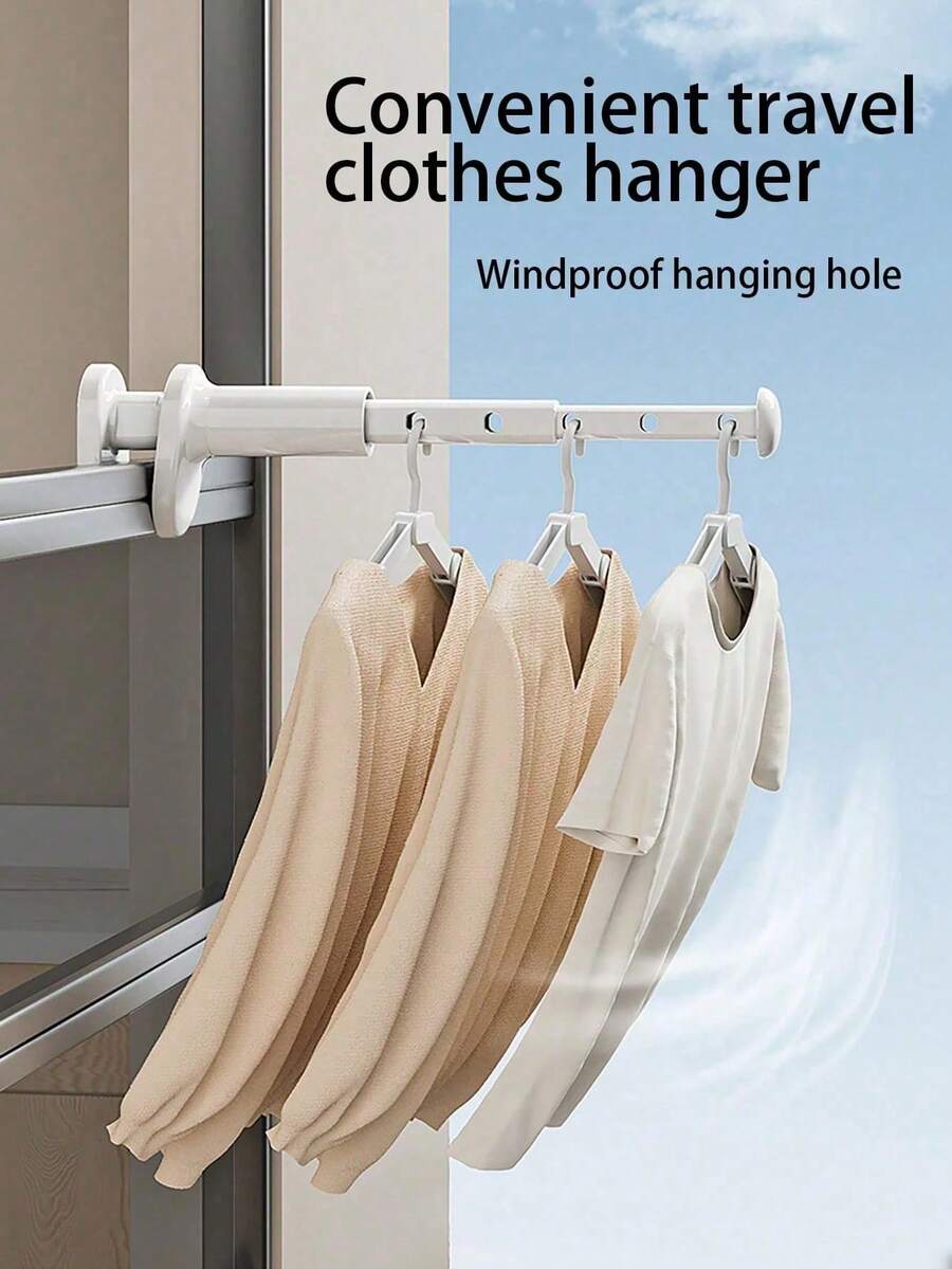 Retractable Travel Clothes Drying Rack, Portable Folding Hanging Rack, Suitable For Hotel, Indoor Use, No Drilling Required, Space-Saving, Foldable Design With Rotating Clips, Suitable For Dorm, Bathroom And Closet - White Plastic, Strong Grip, Clothes Drying Rack, Clothes Drying Rack