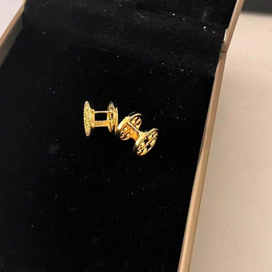 Khuyên tai dạng ống tròn mạ vàng sang trọng theo phong cách tối giản Châu Âu và Mỹ, khuyên tai cao cấp thanh lịch. - bông tai hình trụ - Xem 1