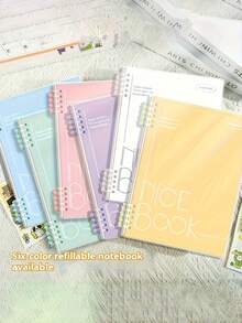 5pcs Set, Includes 1 Spiral Notebook + 4 Pens, A5 Spiral Bound Notebook 60 Sheets/120 Pages - Thick & Colorful Coded Pages - Suitable For University, Diary, Note Taking - Multicolor - View 4