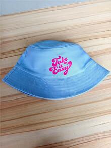 Women "Take It Easy" Letter Multi-Color Bucket Hat, Relaxed Vacation Style Hat,For Suburban Picnics/Grass Walks/Rural Light Trips/Weekend Unwinding/Commute Light Outfits - Take It Easy - View 5