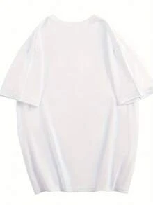 Camiseta Casual de Manga Corta Premium Blanca para Mujer, Moda Verano 2025, Top Holgado de Capa Base - Blanco - Ver 3
