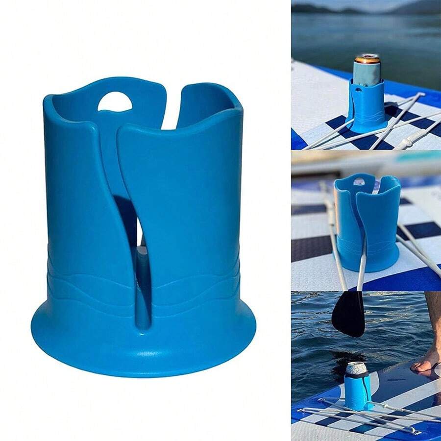 Kayak & Paddleboard Cup Holder - PP Material, Blue, Fits Various Sizes, Beach Essential, Beach Accessory, Pool Float (Phone Slot Height Is Low, Phone May Shift Back And Forth When Boat Moves, Please Consider Before Purchase)