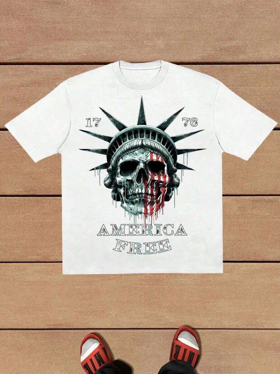 100% cotton Camiseta Comfort S America, Camiseta del 4 de Julio de EE.UU., Camiseta Patriótica de la Tierra de los Libres, Camiseta America Est 1776 - Blanco 5 - Ver 1