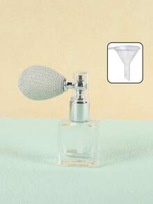 1 pieza Botella de vidrio cuadrada vintage transparente con atomizador, envase cosmético recargable y portátil de tamaño de viaje con atomizador de bulbo + 1 embudo de llenado gratis, rociador de niebla fina para polvo de fijación de maquillaje, polvo suelto, polvo corporal para uso diario de viaje - Multicolor - Ver 10