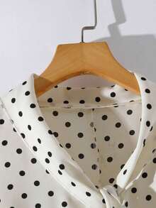 Camisa de mujer con diseño de cuello de corbata de lunares, primavera/verano - Albaricoque - Ver 6