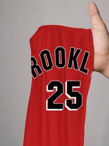 Camiseta gráfica minimalista casual con letra y número para mujer, adecuada para verano, deporte, combinación, fucsia con estampado a rayas de Brooklyn - Rojo - Ver 7