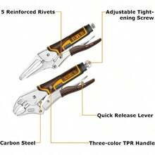 High Leverage Pliers Set Locking Pliers Set Roll Pouch Included - Yellow and Black - View 4