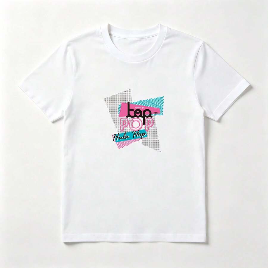 Camiseta Mujer Algodón Estampado Pop Art - Top Casual Retro - Blanco - Ver 1