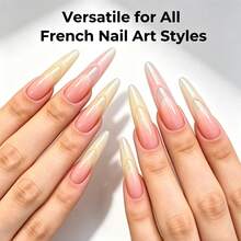 nailpop Molde de uñas de espacio negativo de 2 capas, el diseño en capas puede incrustar decoraciones, flores secas, diamante de imitación, surco de conformación francesa autocontenido, fácil de usar, amigable para principiantes para un efecto de manicura profesional - transparente - Ver 7
