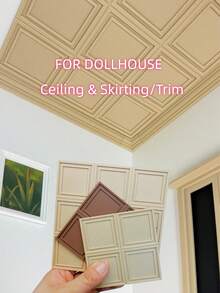 Non-Wooden DOLLHOUSE Ceiling Trim, Eaves Wall Corner Decorative Strips, Miniature Ceiling Wall Baseboard, DIY Mini Decor & Renovation Materials, European Style Architecture Tools Accessories - Multicolor - View 1