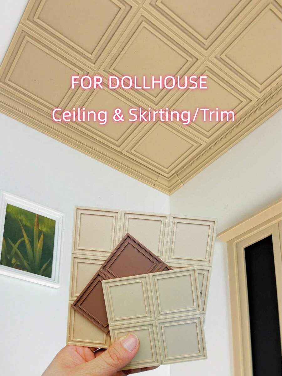 Non-Wooden DOLLHOUSE Ceiling Trim, Eaves Wall Corner Decorative Strips, Miniature Ceiling Wall Baseboard, DIY Mini Decor & Renovation Materials, European Style Architecture Tools Accessories - Multicolor - View 1