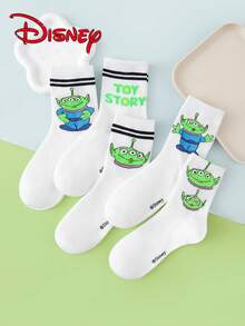 1/5 Pairs Women's Mid-Calf Socks - Disney Alien Cartoon Funny Pattern Cute Green Series Simple Fashion - Daily Wear Unisex All Season - Multicolor - View 4