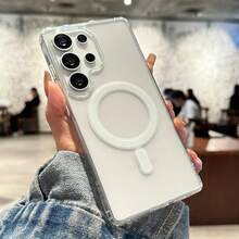 正品磁吸透明亚克力手机壳，兼容三星Galaxy A57、A37、A17、A07、A56、A36、A16、A26、A06、A05、A15、A25、A35、A55、A54、A14、S26 Ultra、S25 FE、S24、S23、S22、S21、S20 Plus、M54、M14、M34、M15、M35、M55、M56，支持无线充电，防震保护壳 - 無色 - 查看 3