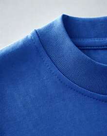 Nueva camiseta de manga corta con cuello redondo para mujeres, diseño estival, con un sencillo y moderno estampado de letras, transpirable y absorbe la sudoración. Envío exprés desde almacén local, modelo para parejas, ropa de pareja-Vintage Street Style Unisex Loose Cotton Short Sleeve Crew Neck T-Shirt - Azul - Ver 5
