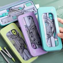 1pc High Quality Compass, Ruler, Protractor, Multifunctional Measuring Tool Set, Metal Material, Stationery Office School Supplies, Back To School Essential - Sets - View 1