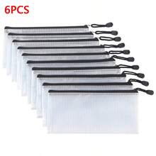 [Waterproof Pencil Pouches] PVC Mesh Zipper Bags - Waterproof Pencil Pouches For School & Office Documents, Durable Size 9x4.3 Inches, Perfect For Storing Accessories - A6 - View 11