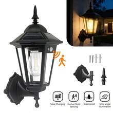 XCE|Solar Powered Outdoor Wall Lamp, Waterproof IP44 Courtyard Lamp For Outdoor Decoration, Battery Capacity 1800mAh,With 3 Modes Of Human Body Sensor For Dusk To Dawn Road Area Lighting - Suitable For Garage, Street, Courtyard, Wedding Lighting - 戶外壁燈 - 查看 11