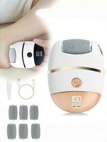 Portable Callus Remover, Electric Foot Scrubber With LED Display, 4 Replaceable Grinding Heads Or 10-Piece Pedicure Tool Set - 2 Speed Settings, 500mAh Lithium Battery With LED Auxiliary Light - Ideal Gift For Father's Day And Mother's Day - Multicolor - View 17