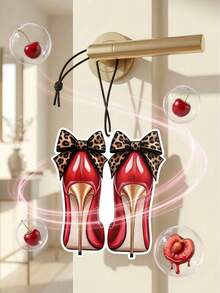 1 Pack Y2K Style Cherry Shaped Car Fragrance Sheets, Pink Leopard Print Car Decor, Rearview Mirror Hanging Ornament For Women, Long-Lasting Scent Deodorizer, Essential Car Accessory, Cute Car Decor & Fashionable Indoor Accent, Suitable For Car/Wardrobe/Bedroom/Bathroom/Home, Multi-Purpose Scented Hanging Ornament, Outdoor Camping RV Essential Aromatherapy Oil, Ideal Gift For Mother's Day, Father's Day, Wedding - Multicolor - View 9