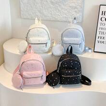Glitter Star Mini Backpack, Girly Style Multi-Color Small Backpack, Including Small Pouch - Multicolor - View 3
