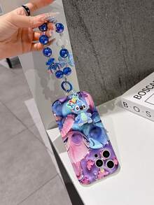 Disney Lilo & Stitch Phone Case With Stitch And Angel Charm And Stitch Lanyard - Cute Stitch And Angel Protective Case With Hugging Pose And Purple Background Design, Equipped With Delicate Stitch Decorative Lanyard And Beaded Bracelet For Easy Carrying, Compatible With IPhone 17, 16, 15, 14, 13, 12, 11 Pro Series, Ideal For Birthdays, Holidays, Anniversaries, Graduation Gifts, Or Any Special Occasion To Surprise Family, Friends, Classmates, And Loved Ones. - 白色 - 查看 5