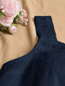 Blusa casual, cómoda y elegante de color azul marino para primavera y verano - Azul - Ver 5