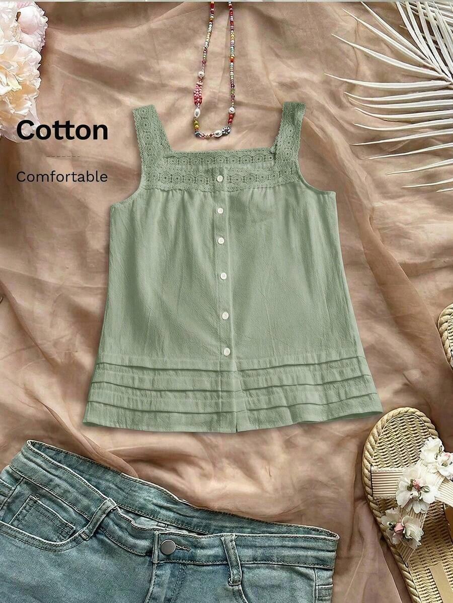 Blusa casual, cómoda y elegante de color azul marino para primavera y verano - Verde - Ver 1