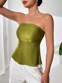 Top bandeau de color sólido - Verde Oliva - Ver 3