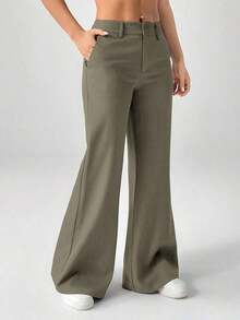 Nuevos pantalones de traje de estilo casual de cintura baja para otoño e invierno - Verde militar - Ver 7