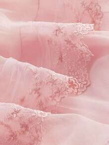 MOD Falda de malla de doble capa con decoración de lazo y dobladillo con volantes para mujer - Rosa - Ver 4